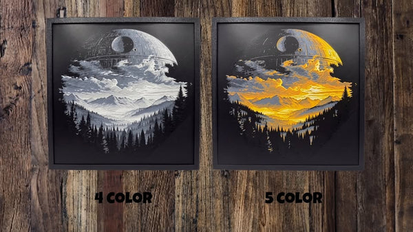 Death Star Fan-Art Filament Painting | Framed 8" x 8" Wall Art