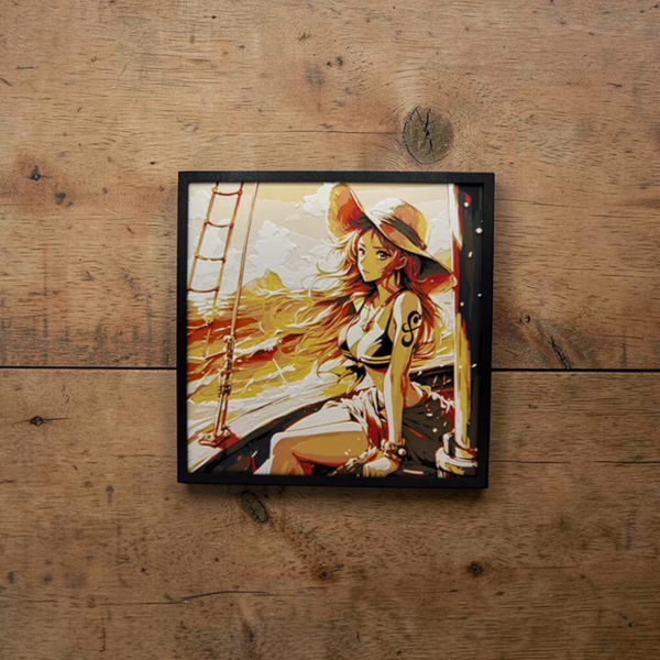 Nami Fan-Art Filament Painting | Framed 8" x 8" Wall Art